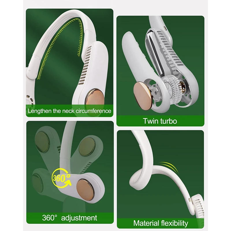 Портативный шейный вентилятор Персональный USB-вентилятор с подзарядкой