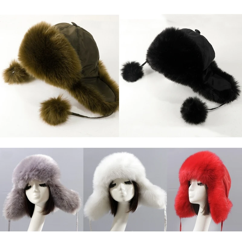 

Lady Winter Warm Hat Girls Ushanka Caps Thicken Soft Plush Lining Hat Breathable Women Hats Headwear Outdoor Sports Gear