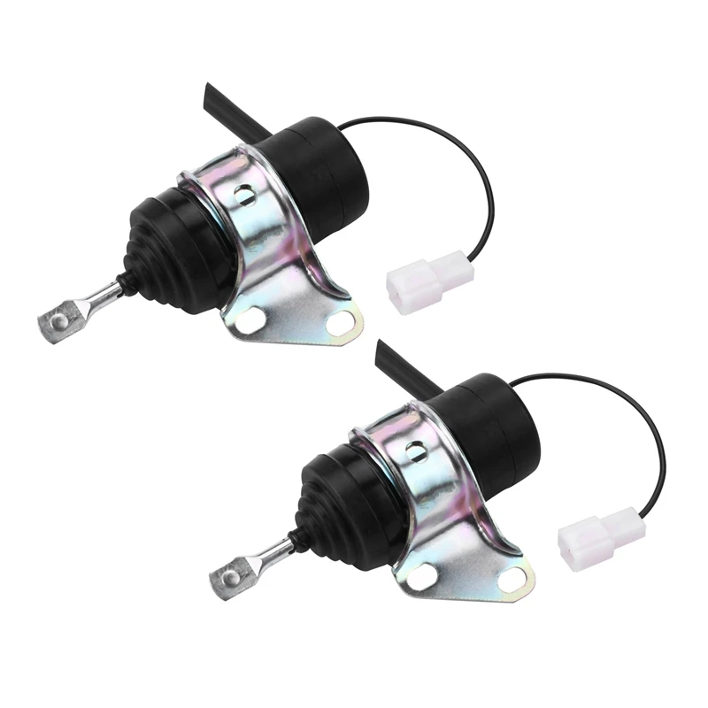 2X New 16851-60014 Fuel Stop Solenoid For Kubota Mower Tractor Excavator RTV RTV900