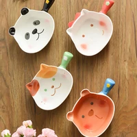 creative cute panda shaped household salad fruits vegetables noodle tableware ceramic baking pasta plate single handle bowl