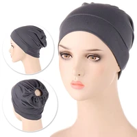 1pc women turban cap solid color horsetail cap fashion elastic comfortable head wrap cap muslim hat women accessories