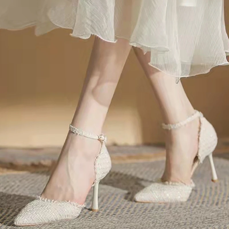 

New Summer Women Mary Jane Pointed Toe Sandals Shoes 2023 Fashion High Heels Designer Dress Pumps Party Shallow Ladies Zapatos