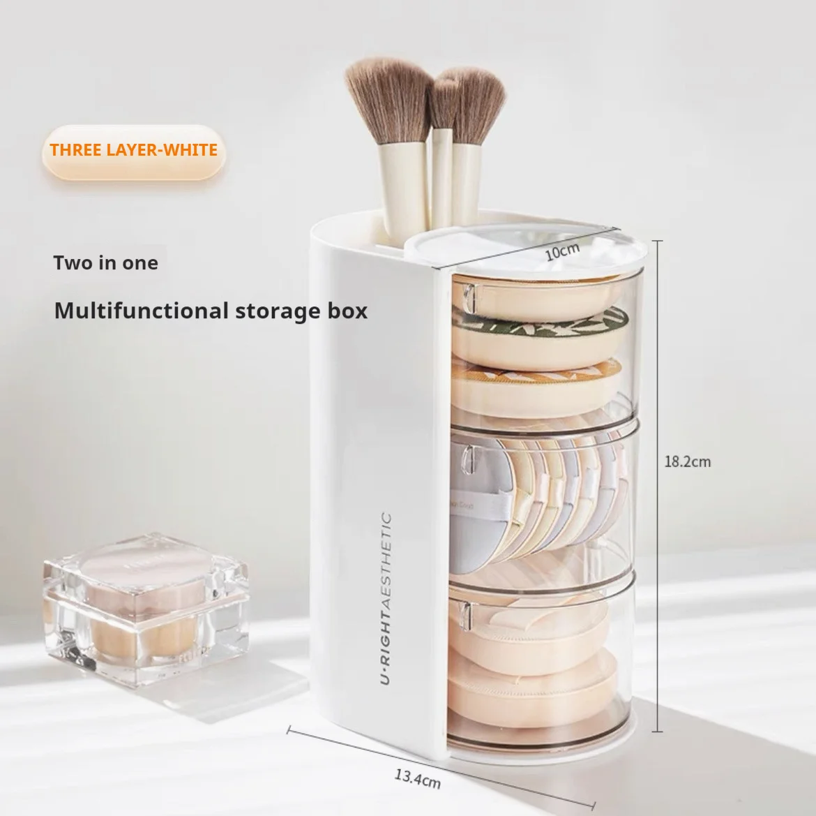 Органайзер для кистей макияжа прозрачный акриловый хранения косметики с ящиками
