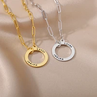 personalized custom circle name necklaces for women stainless steel color chain name necklace choker jewelry gift