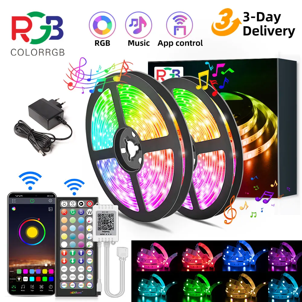 

LED Strip Light ,RGB 5050/SMD3535, Flexible Ribbon, DIY Led Light Strip RGB Tape Diode DC 12V bluetooth Christmas lights