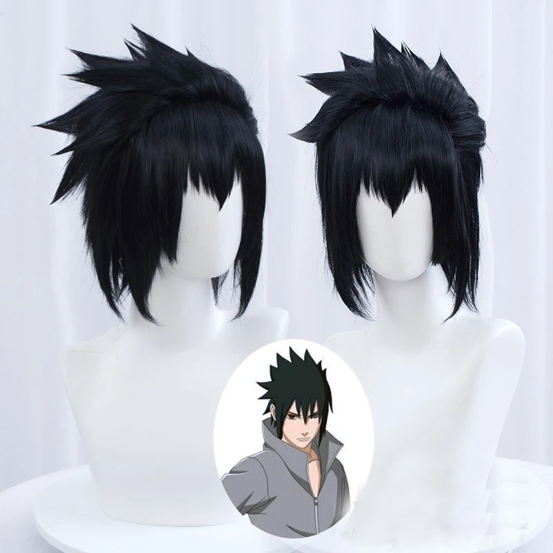 Мужской короткий черный парик для косплея Sasuke Uchiha из аниме термостойкие