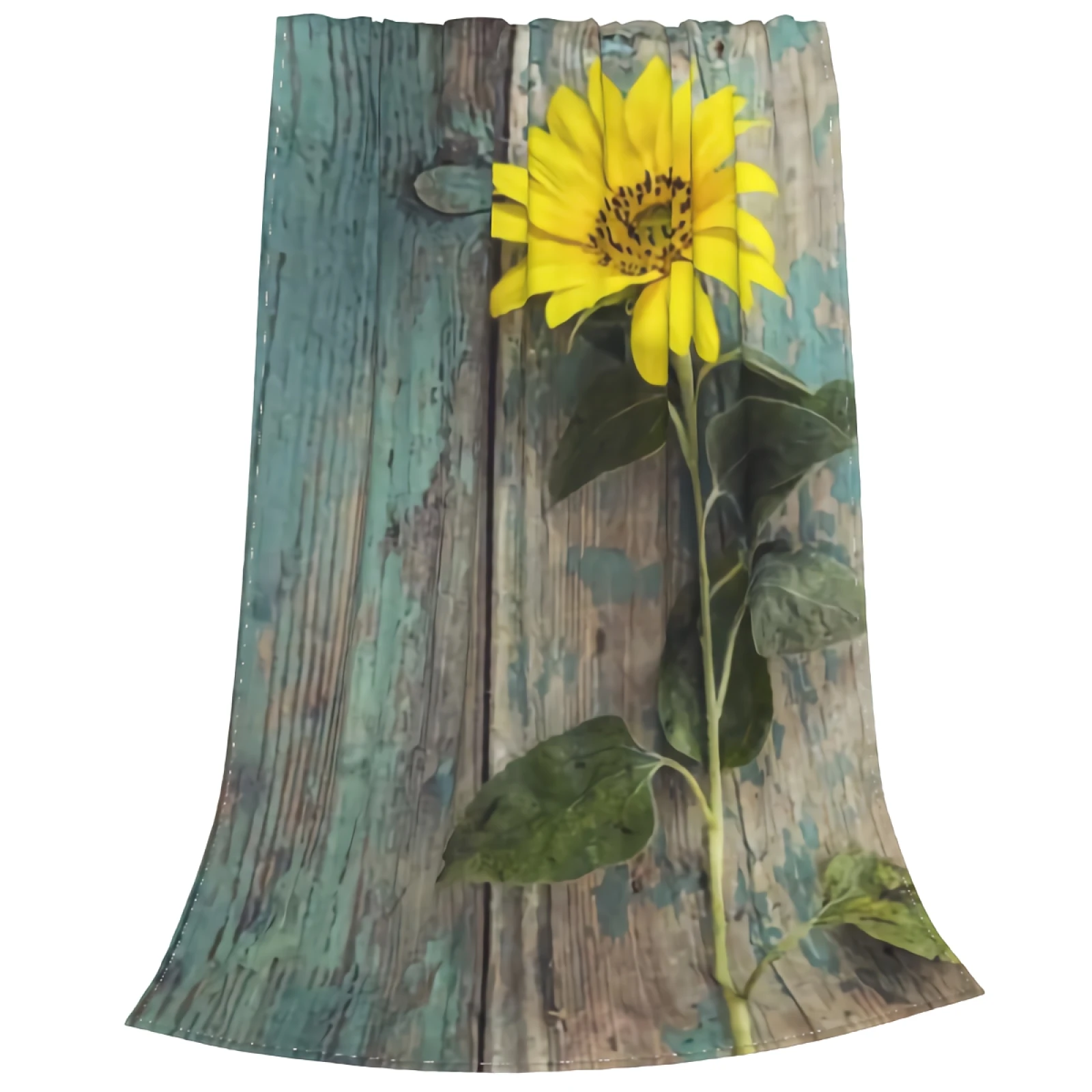 

Yellow Sunflowers Throw Blanket Couch Sofa Wooden Boards Blanket Super Soft Fuzzy Warm Cozy Flannel Fleece Blanket Lightweight