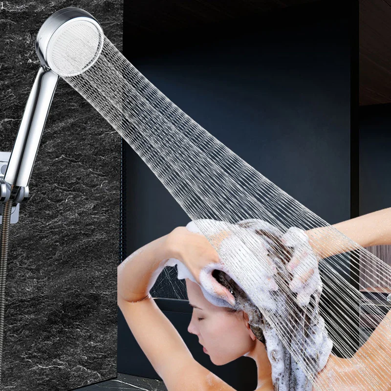 

High Pressure Water Saving Rainfall Shower Head Bathroom Accessories Pressurize Chrome Holder Showerhead Bathroom Accessories