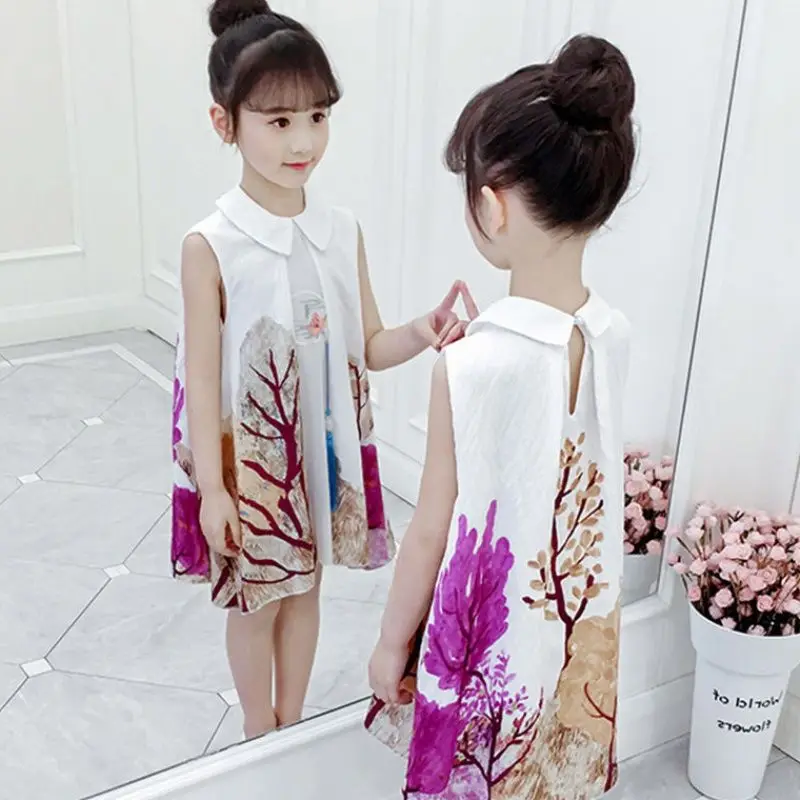 Летнее элегантное платье для девочек Новинка 2022 года Китайский стиль Платье
