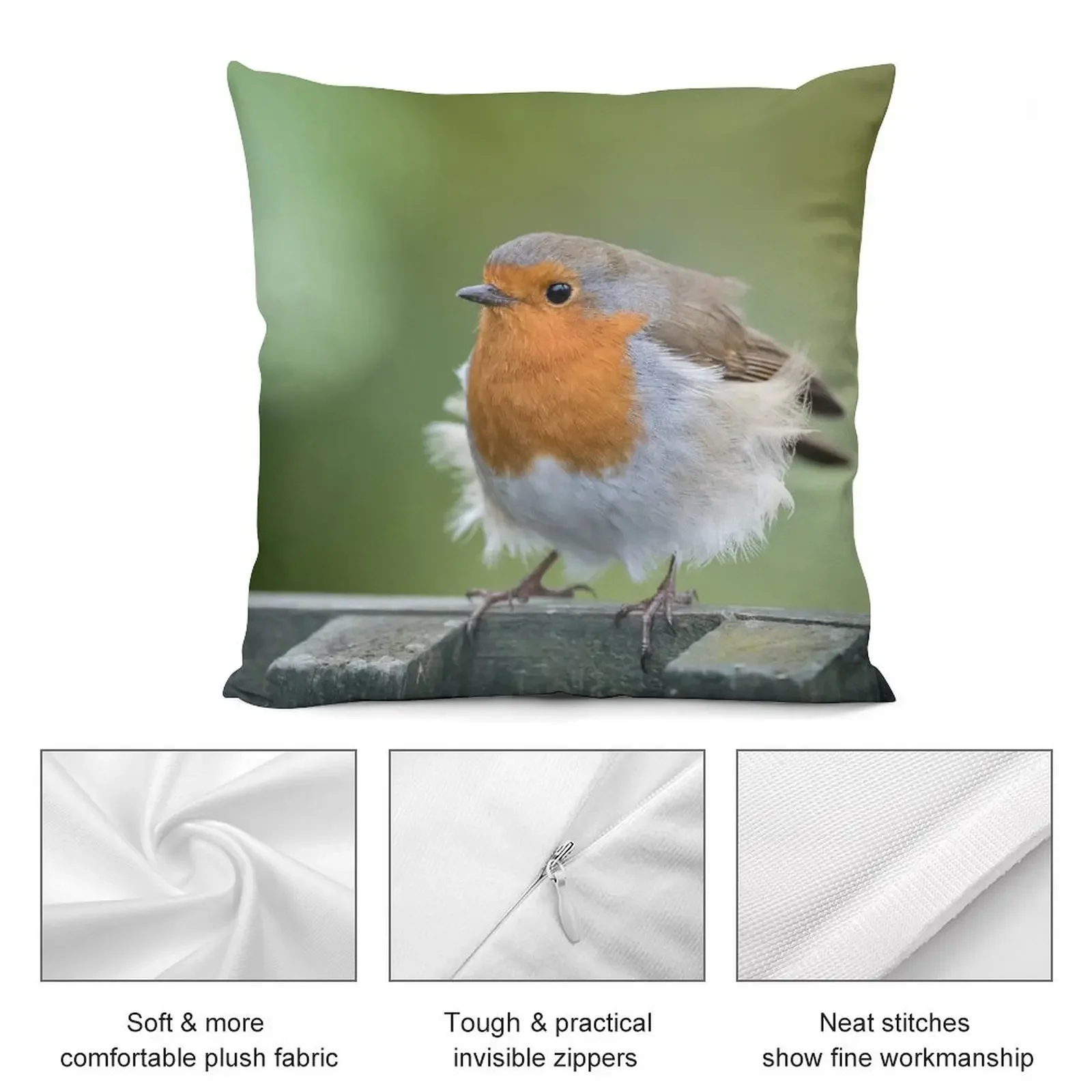Европейский робин (Эрисакус Рубекула) Декоративная подушка Рождественские