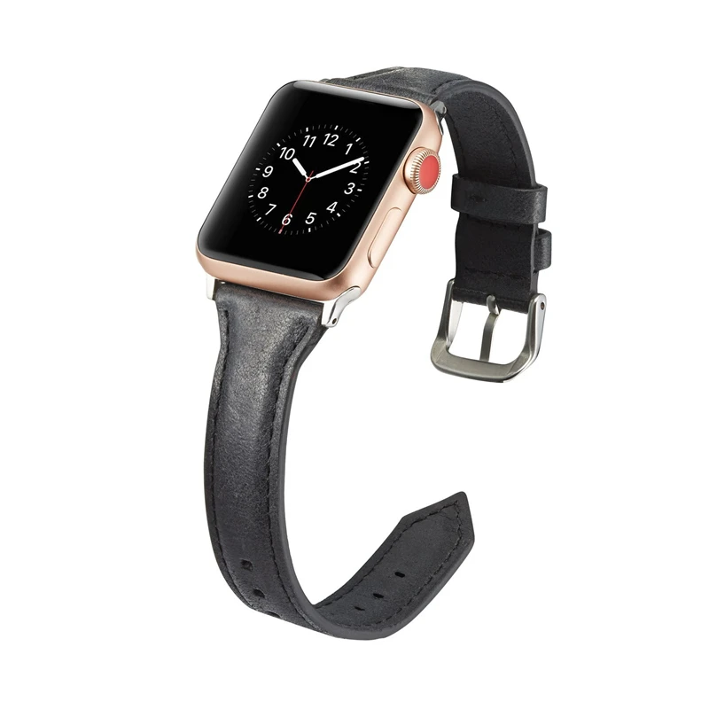 Slim leather strap for Apple Watch band 45mm 41mm 44mm 40mm iwatch 7 6 5 4 3 SE 42mm 38mm Narrow Thin correa wrist belt bracelet