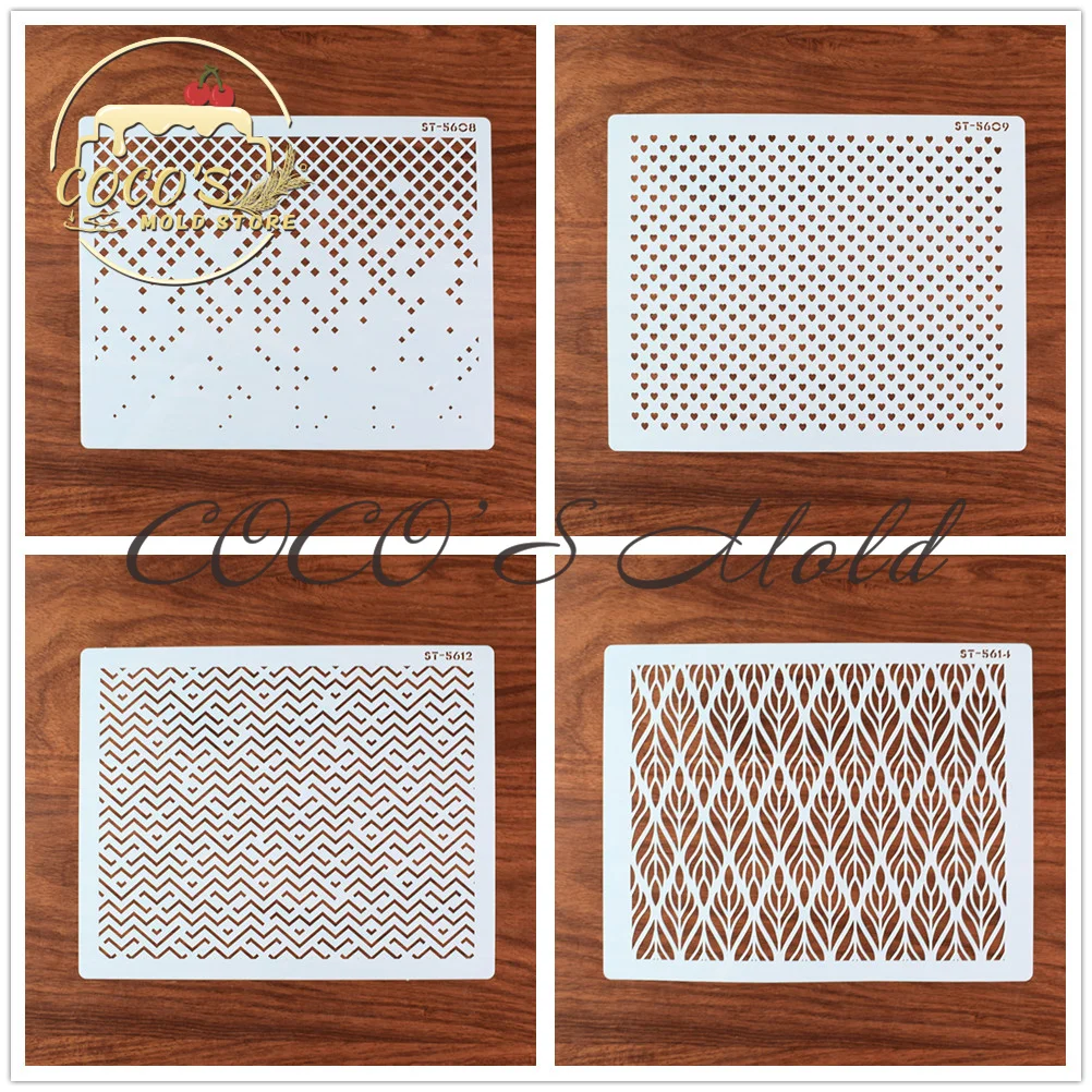 

Квадратные/сердца/волны размера A4, шаблоны для скрапбукинга и рисования, пластиковые трафареты для торта, кухонные принадлежности, форма дл...