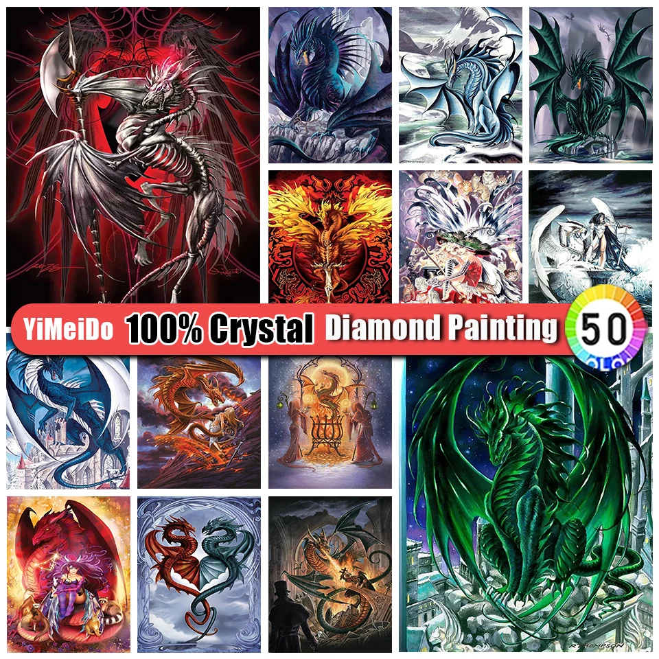 

YiMeiDo 100% Crystal Diamond Painting Cartoon dragon Full Drill Diamond Embroidery Mosaic Picture Cross Stitch Kits Home Decor