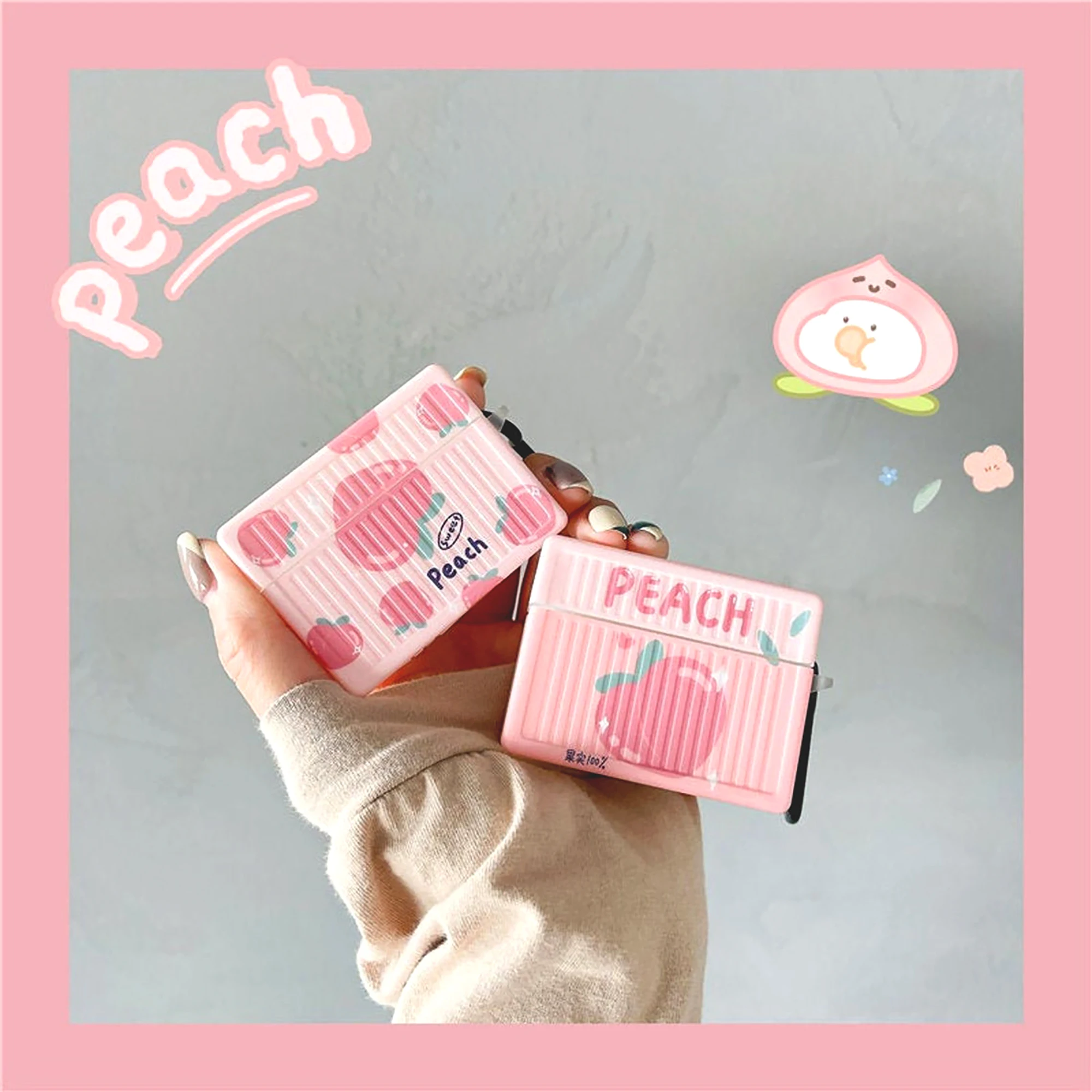 

Pink Peach Milk Box Earphone Case For Apple Airpods Pro Wireless Bluetooth Headset Charging Box For Airpods 1 2 3 Pro Case