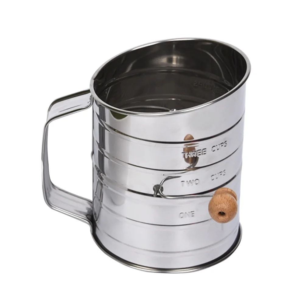 

Stainless Steel Flour Sifter Double Layers Manual Flour Mesh Sieve Powdered Sugar Duster Sifter for Kitchen