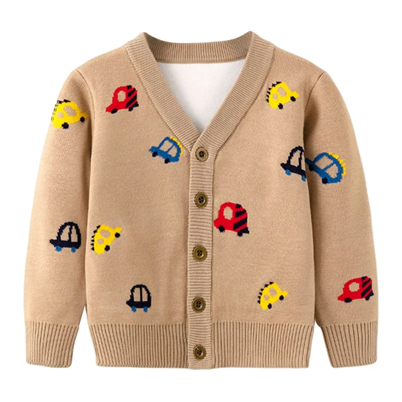 Купи Spring And Fall Children's Cardigans Cartoon Car Print Sweater Cardigans Jacket Coat Boys Toddler Kids Clothing 2022 New за 952 рублей в магазине AliExpress