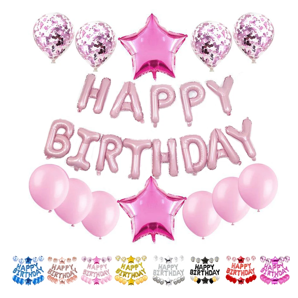 

Colorful Aluminum Film Balloon Set Aluminum Foil Gold Sequin Inflatable Happy Birthday Letter Balloon Party Decoration Supplies