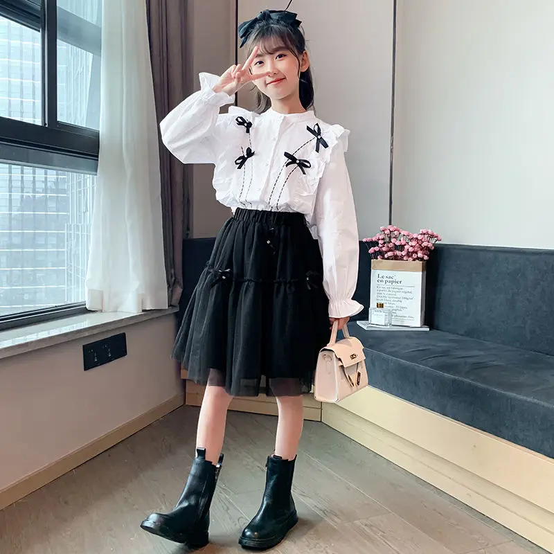 

2022 Spring New Girls Suit Skirt Fashion Comfortable Casual Yarn Skirt Children Princess Skirt Dress Boutique Kids Clothing