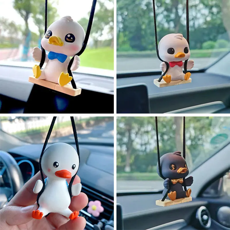 

New Car Swing Interior Decoration Duck Car Rearview Mirror Car Pendant Cross Swing Duck Car Ornament Cute Car Accessories