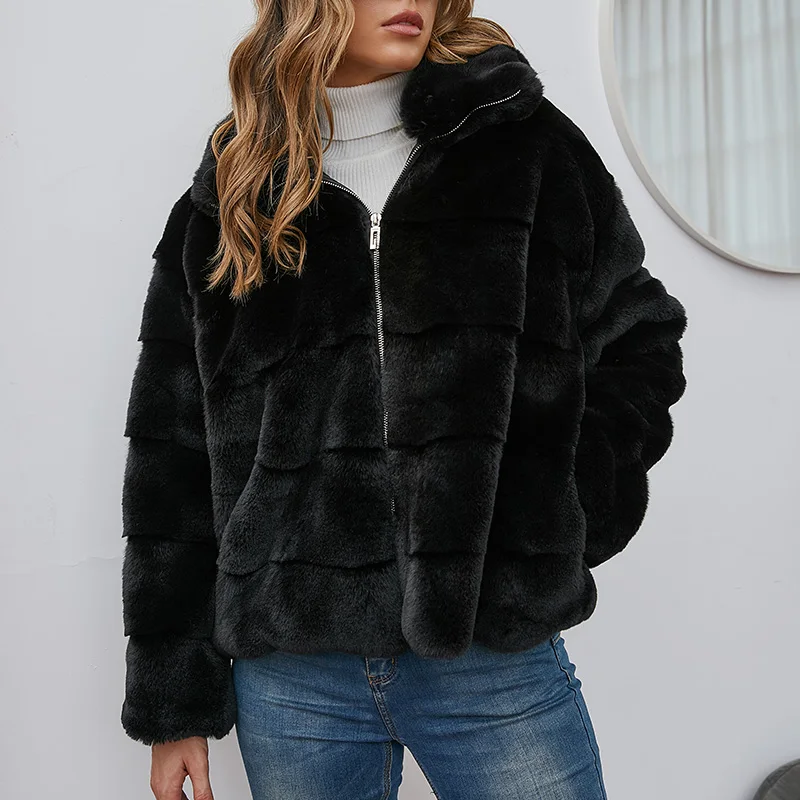 Casual Teddy Bear Coat Luxury Faux Fur Coat Women Winter Thick Warm Solid Color Zipper Fur Coat 2021 New Womens Jackets Fashion