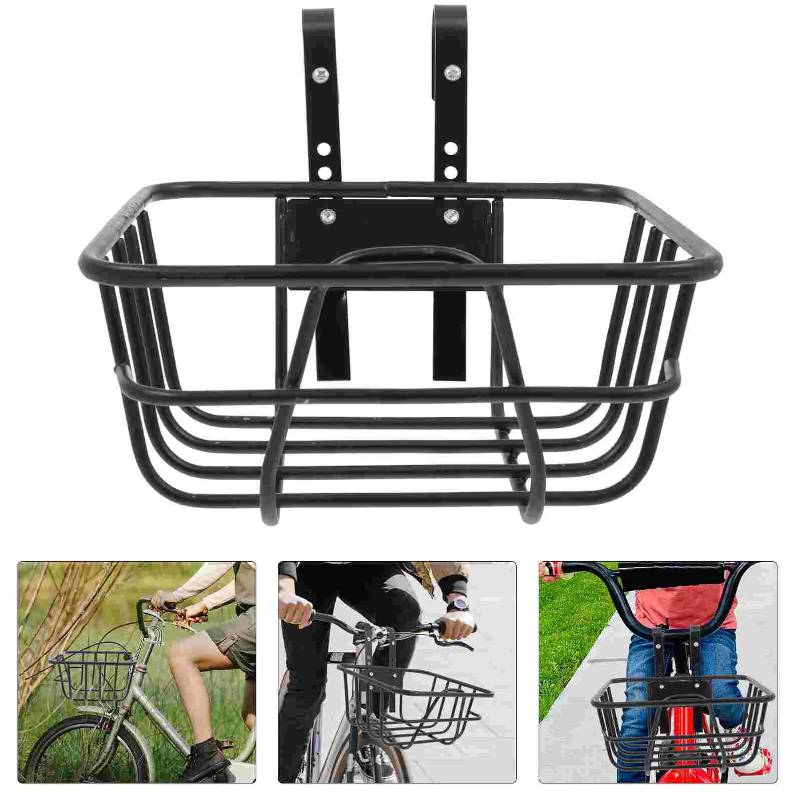 

Bicycle Basket Multi-function Cycling Thicken Bike Storage Holder Black Baskets Metal Handlebar Cool Accessory