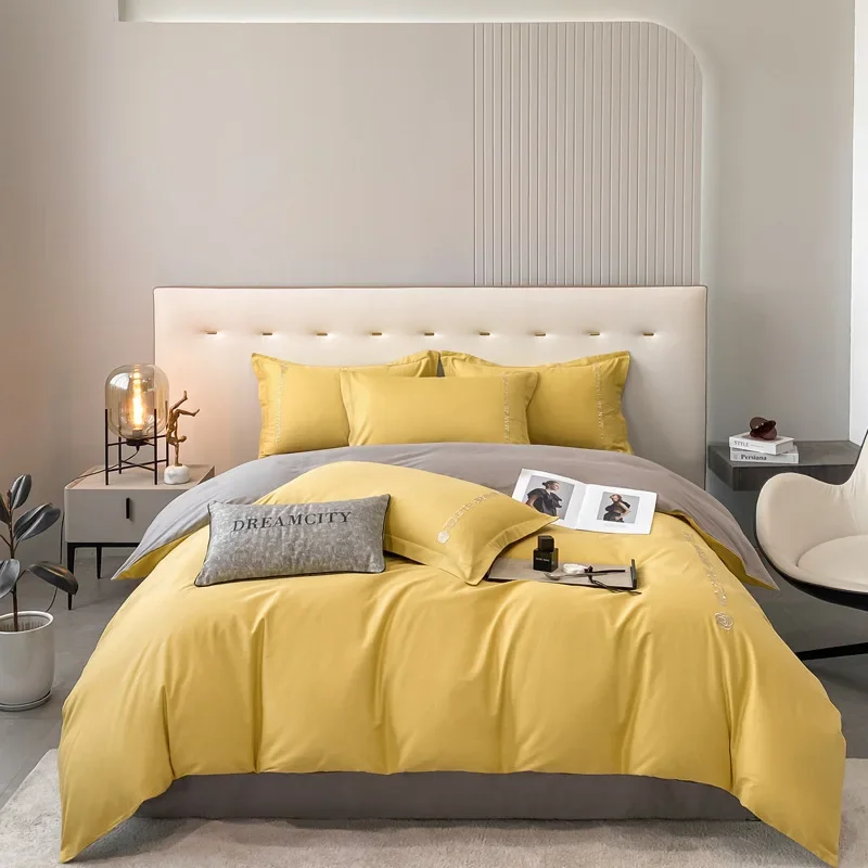 JFLEGAL 100% хлопок комплект из 4 предметов однотонная простыня пододеяльник полный