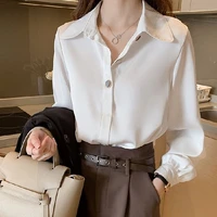 white wine red women shirt spring new casual solid color long sleeve office ladies button up shirt korean loose ol workwear