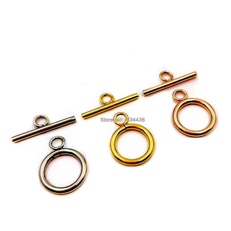 

50 Sets Stainless Steel Gold Tone Circle Round Toggle Clasps Necklace Bracelet Connection Jewelry Accessories DIY Findings Parts