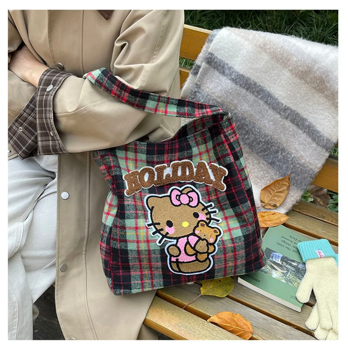 Сумка-тоут Hello Kitty MINISO портативная сумка на плечо ретро большая вместительная для