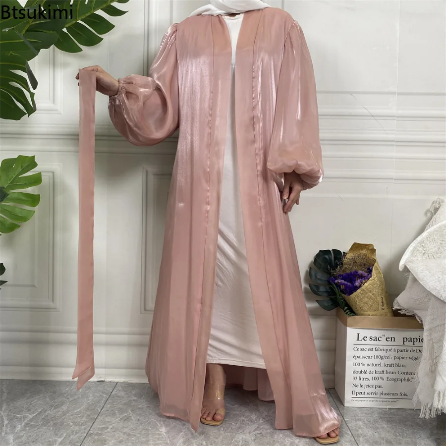 Islam Clothing Abayas for Women Dress Puff Sleeve Kaftan Open Abaya Long Robe Femme Musulmane Gowns Jilbab Khimar Ramadan Hijab