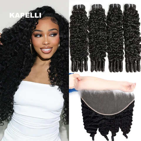 Kapelli 3C4A Бирманские кудрявые пучки с трессом 13x4 13x6 100% Remy