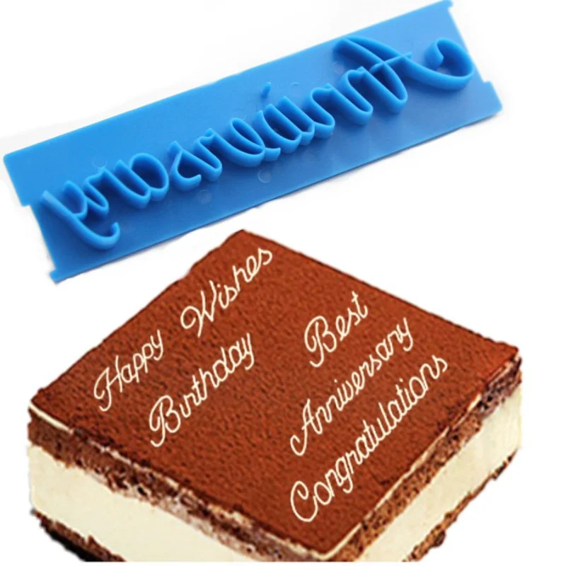 Moldes para hornear pasteles con letras en inglés, sello de prensa para galletas, cortador en relieve, Fondant, Decoración de Pastel de feliz cumpleaños, 6 piezas
