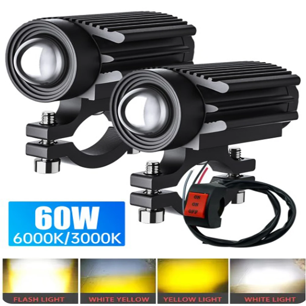 

2 шт. 12 В 24 В мотоциклетный фонарь для мотоцикла внедорожный передний вспомогательный 6000 лм для Honda Yamaha Suzuki Hero Italika Jawa