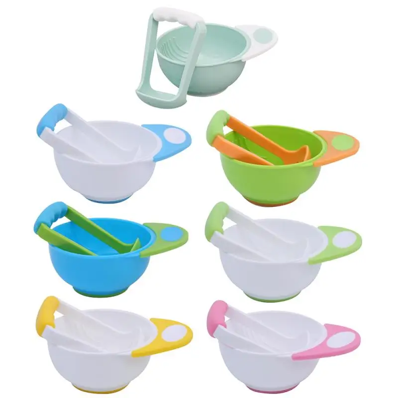 

Handmade Grinding Bowl Fruit Vegetables Masher Bowl Kids food grinder Child Holding Fine Grinding Rod Bowl Baby Food Mills Tools