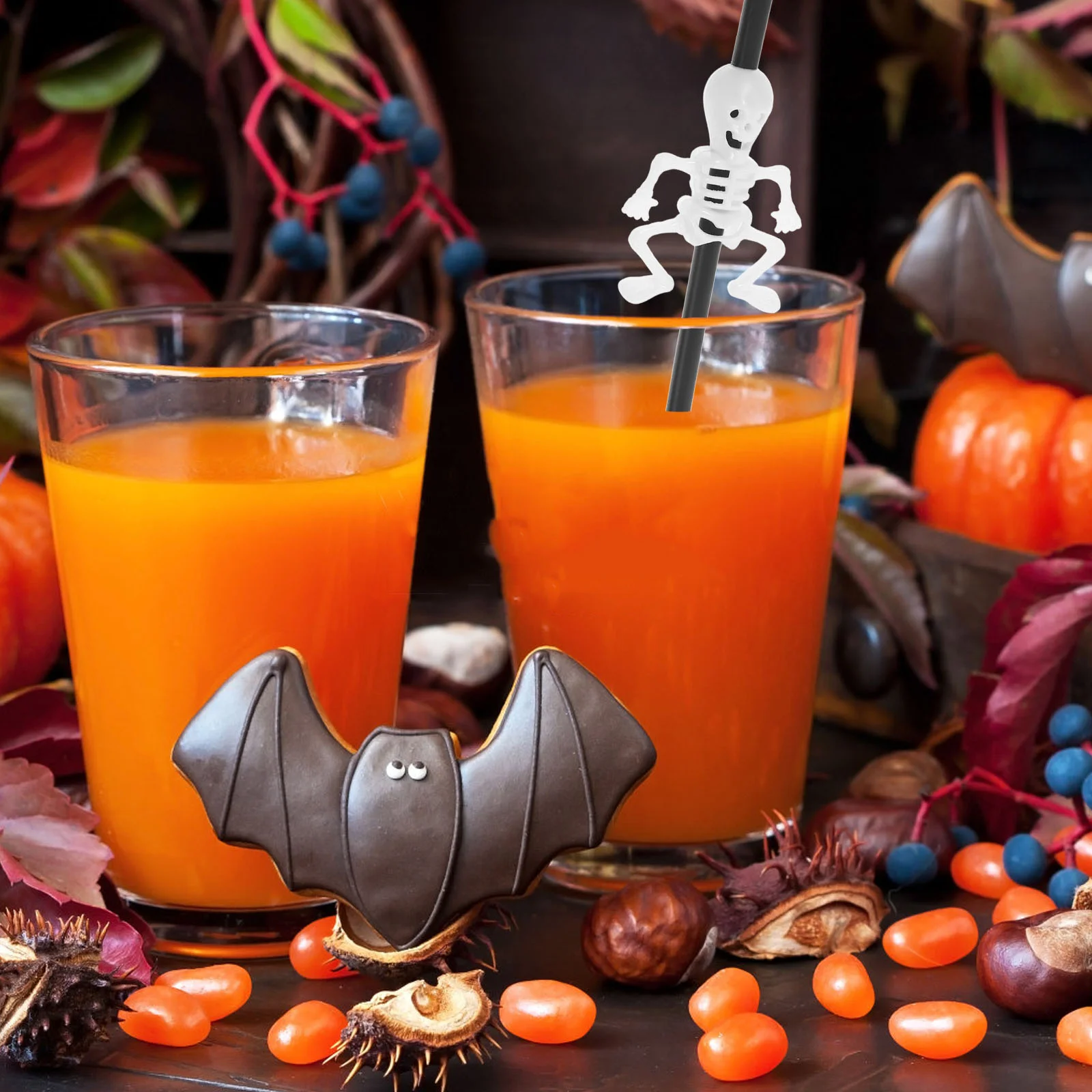 10 шт. прямые соломинки нежный белый дизайн черепа декор стола соломинка для питья