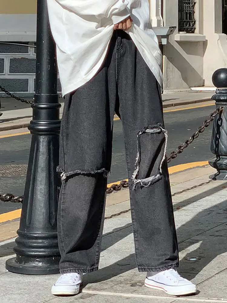 

Vintage Jeans Women Ripped Hole Boyfriend Hip Hop Denim Pants Female Loose Casual Retro Straight Leg Trousers Spring/fall 2022