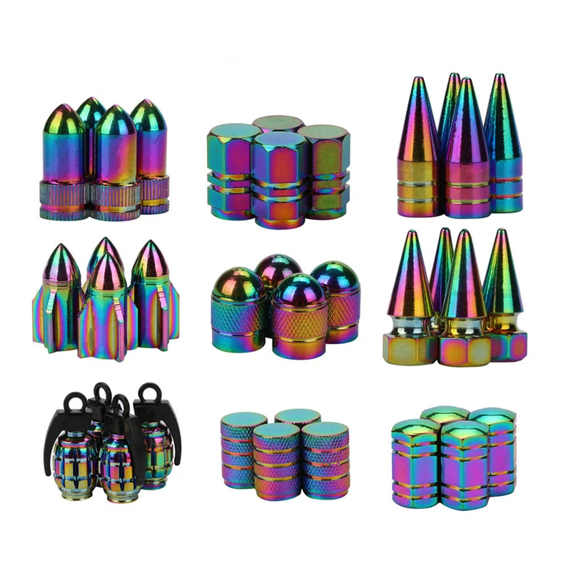 

4Pcs Aluminum Bicycle Tire Valve Cap Mountain Road Bike Valve Caps Schrader/Presta AV FV Tire Valve Protector MTB Accessories