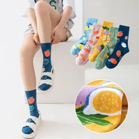 cute women middle tube socks japanese fruit socks for women creative color woman socks cotton breathable sports womens socks