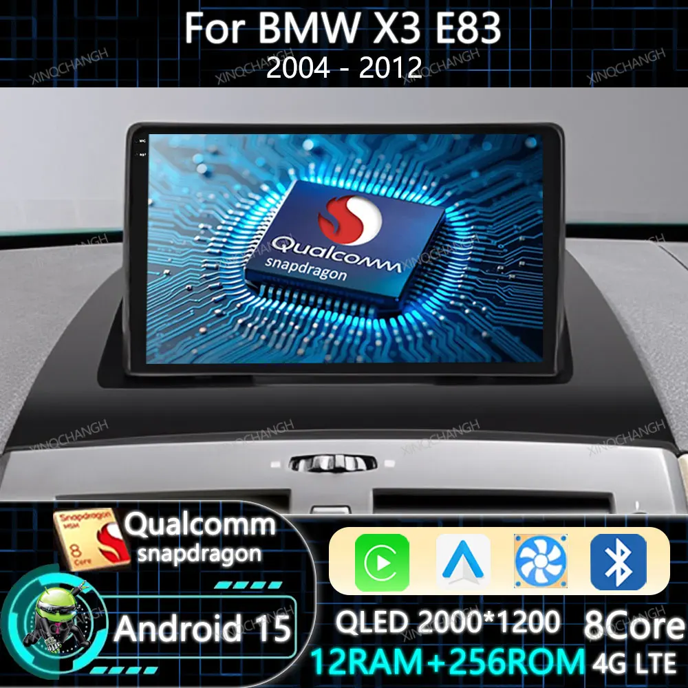 Фото Автомобильный радиоприемник Android 15 для BMW X3 E83 2004-2012 GPS QLED Мультимедийный стерео видеоплеер Головное устройство Qualcomm Carplay Auto 4G WIFI №1
