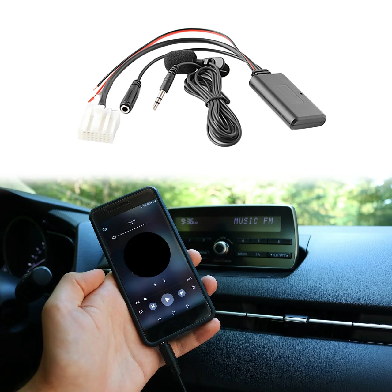 

Car Bluetooth 5.0 Aux Cable Microphone Handsfree Mobile Phone Free Calling Adapter for Mazda 2 3 5 6 MX5 RX8 CX7