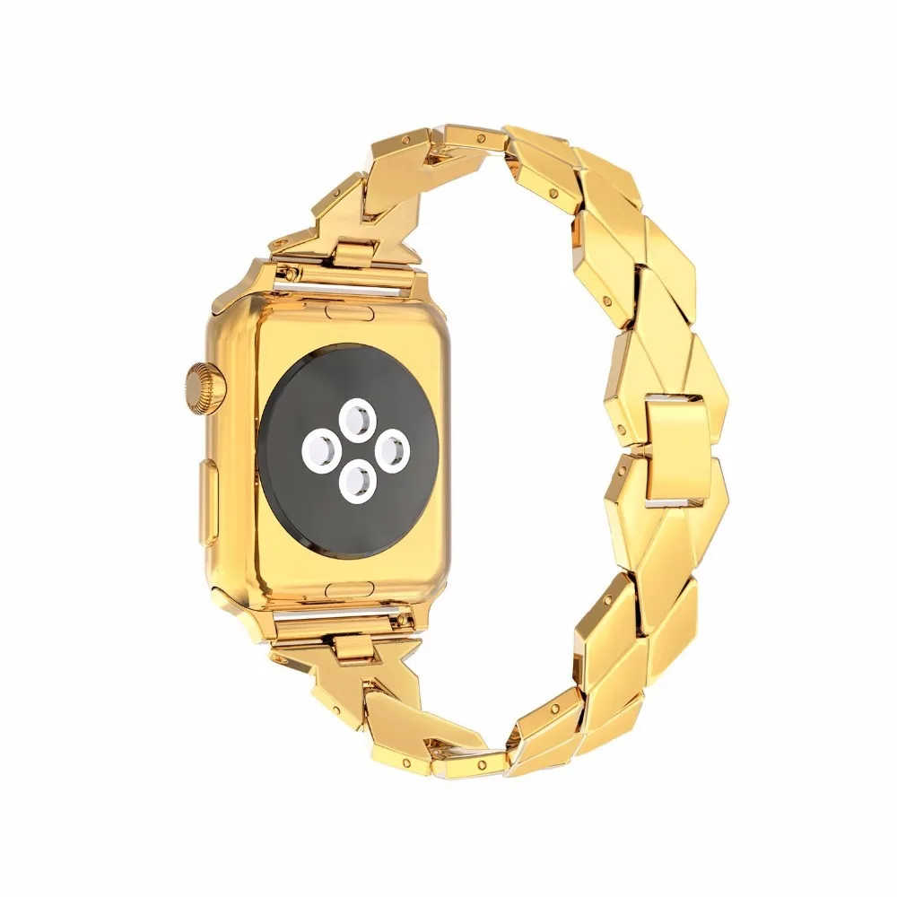 Strap For Apple Watch band 45mm 40mm 44mm 41mm 42mm/38mm iwatch series 7/6/5/4 Rhombus Stainless Steel correas link Bracelet