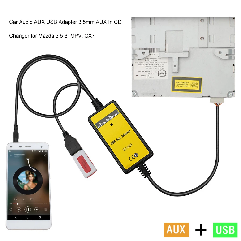 

Car Audio AUX USB Adapter CD Changer No Signal Interference MP3 Cable