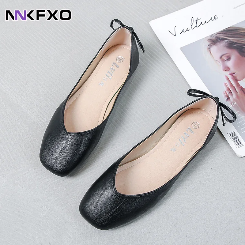 

Fashion Low Heel Anti Slip Shoes for Women's Spring and Autumn Casual Square Toe Shallow Flat Shoes