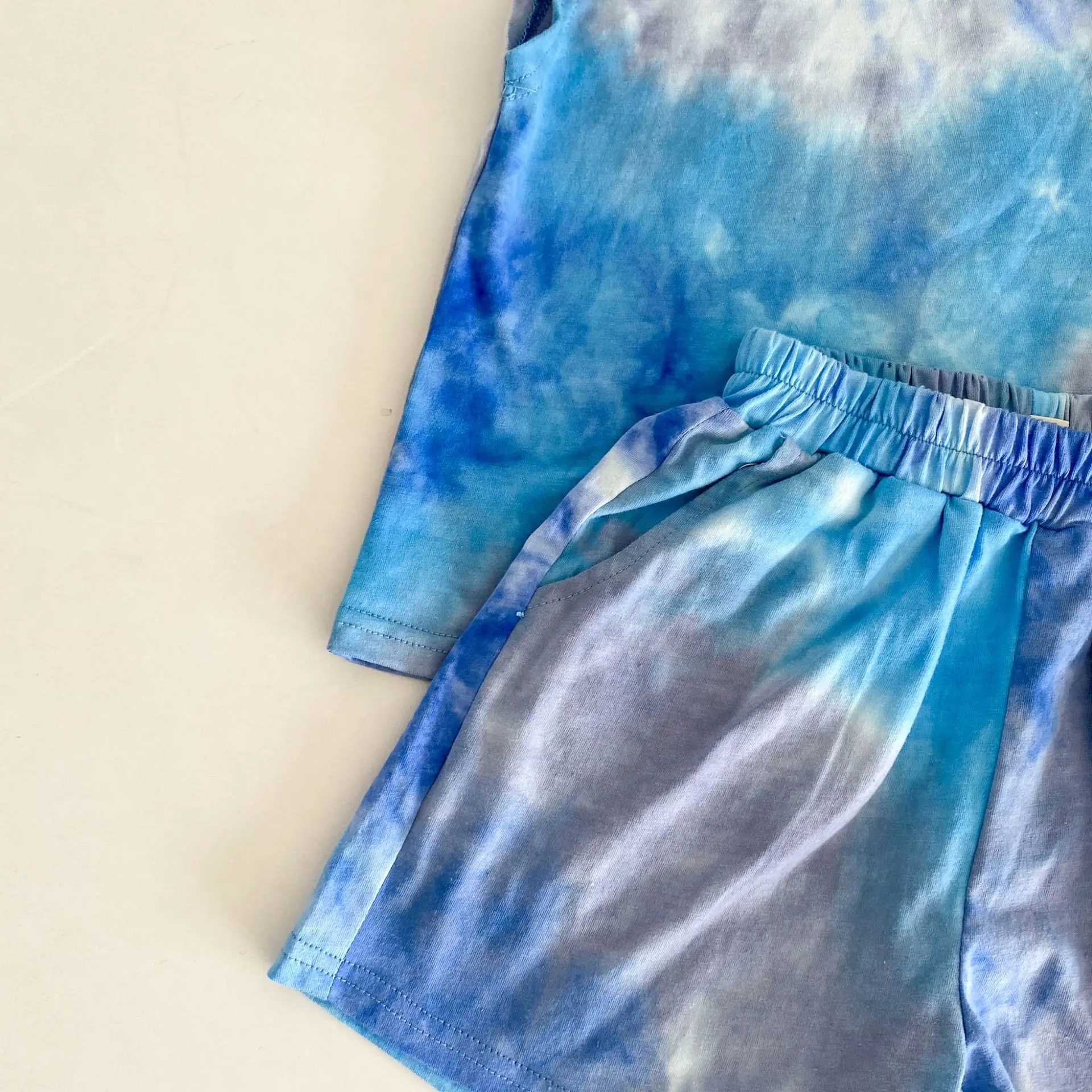 Summer Children Baby Boys Girls Clothes Outfits Sets Pullover Tie Dye Loose T-Shirt Shorts Suits Baby Sports Clothing Set