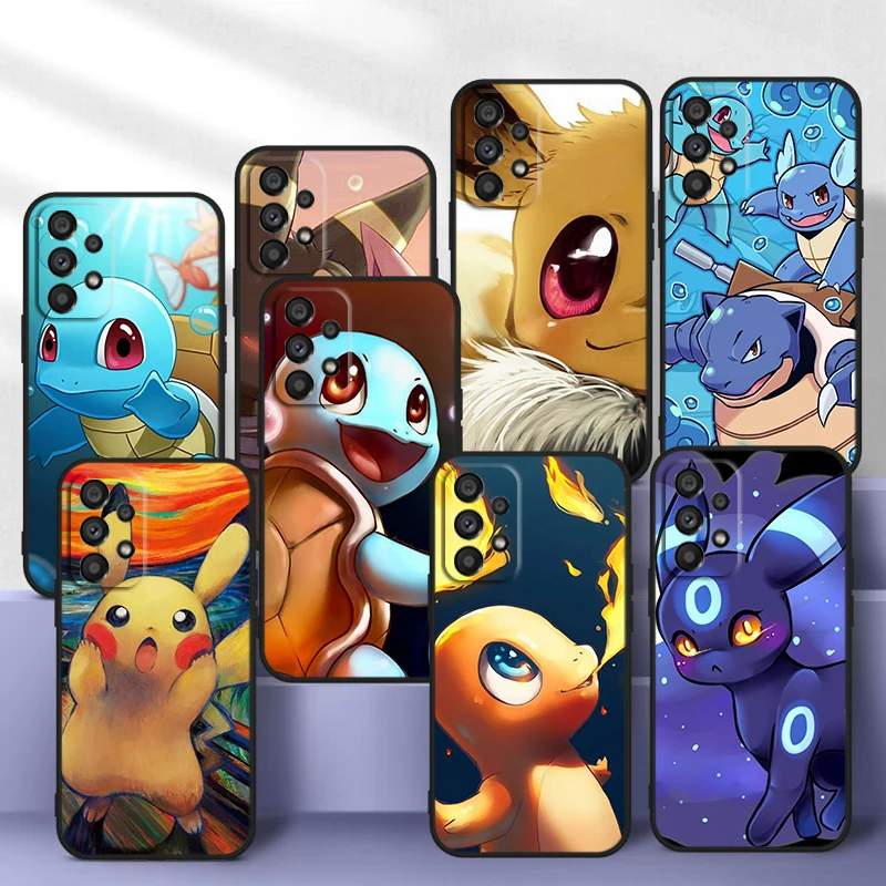 

Cartoon Pokemon Elves For Samsung A14 A54 A34 A73 A53 A33 A23 A13 A32 A72 A52 A32 A22 A03 A02 Silicone Black Phone Case Fundas