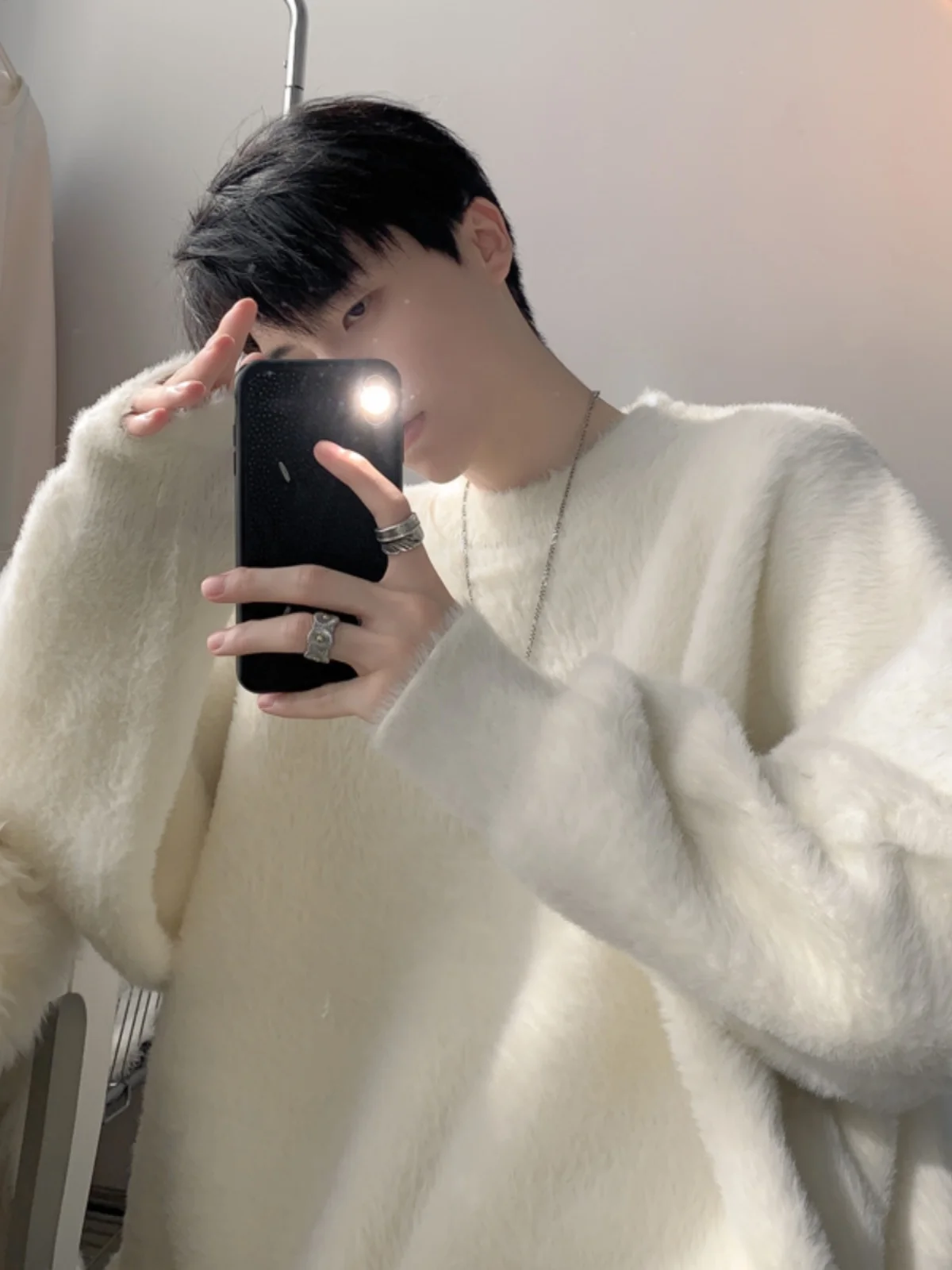 Мужской свитер 2024 зимний новый утолщенный свободный американский модный бренд