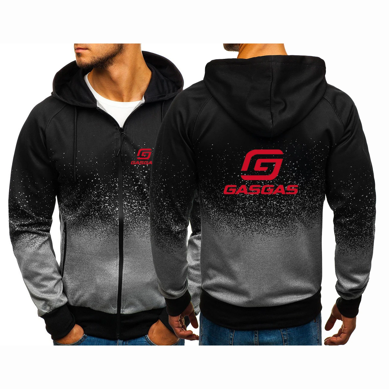 

Motorcycles GasGas Printed Men's Long Sleeves Gradient Color Hoodies Zipper Long Sleeves Sweatshirts Cotton Jackets Casual Coats