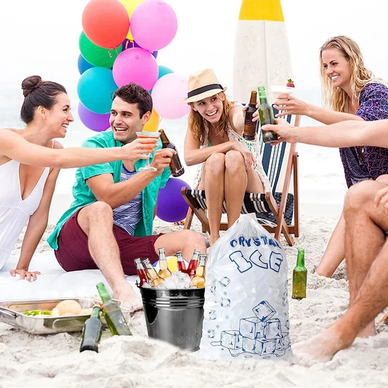 Мешки для льда 8 фунтов со шнурком мешки 100 штук сверхпрочные многоразовые