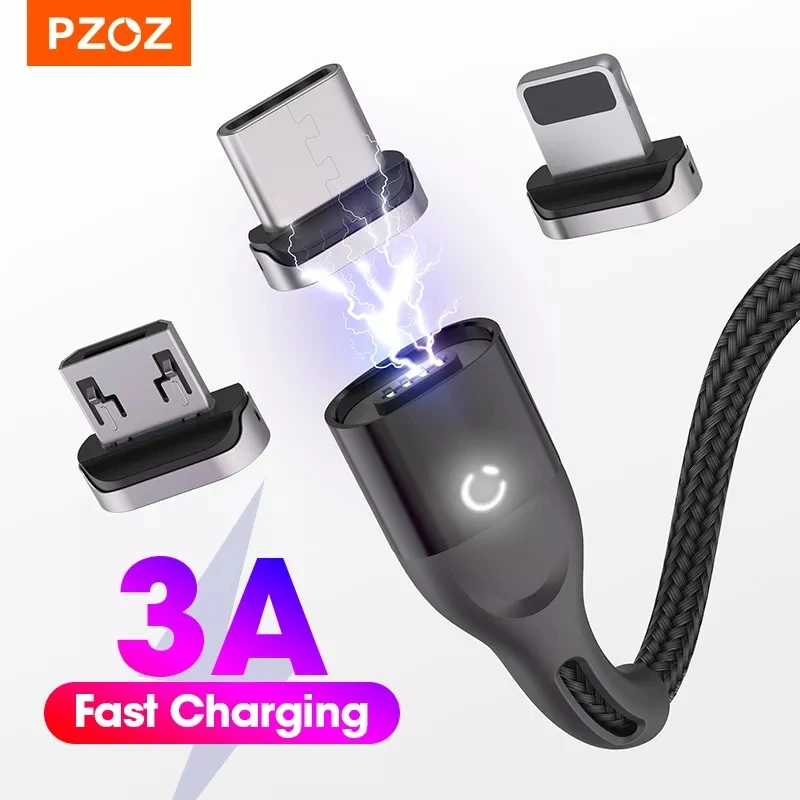 PZOZ магнитная зарядка Магнитный кабель Micro USB C, адаптер для ...