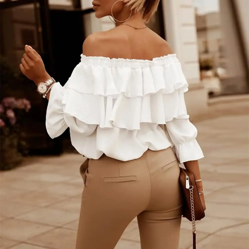 

Trendy Off Shoulder Lantern Long Sleeve Pullover Top Pullover Top Skin-Touching Breathable